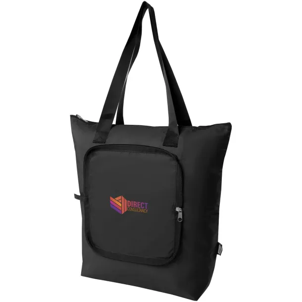 EcoFold RPET foldable tote cooler bag 15L Solid black