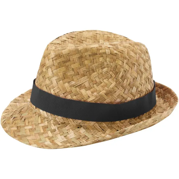 Pricus straw hat Solid black Natural