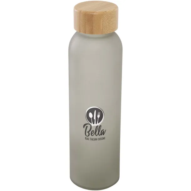 Lume 500 ml matte soda lime glass bottle with bamboo lid Grey