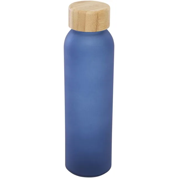 Lume 500 ml matte soda lime glass bottle with bamboo lid Ocean blue