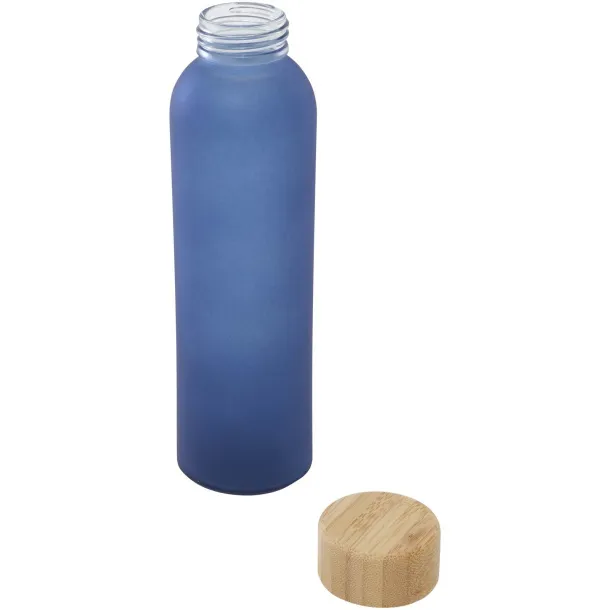 Lume 500 ml matte soda lime glass bottle with bamboo lid Ocean blue