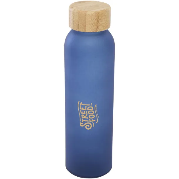 Lume 500 ml matte soda lime glass bottle with bamboo lid Ocean blue