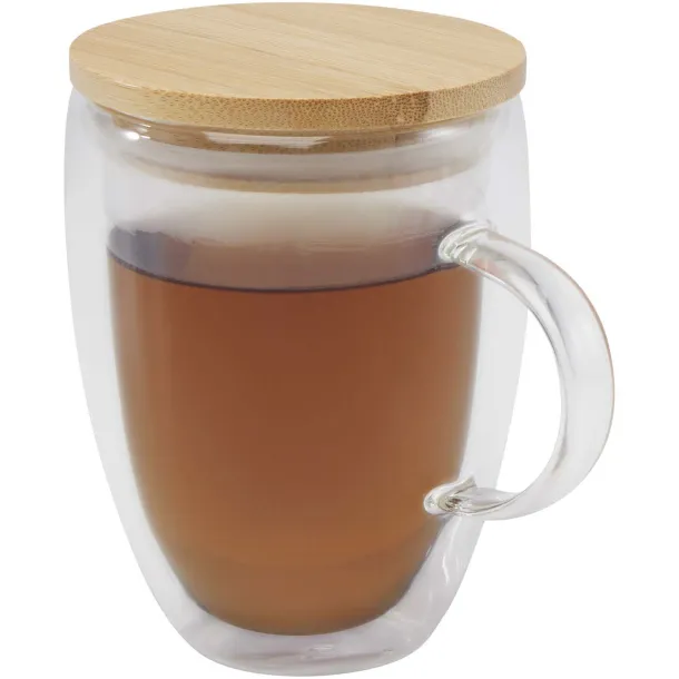 Leona 350 ml glass cup with bamboo lid - Seasons White