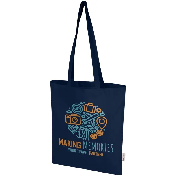 Madras Blend 140 g/m² GRS recycled cotton tote bag 7L Navy Blue