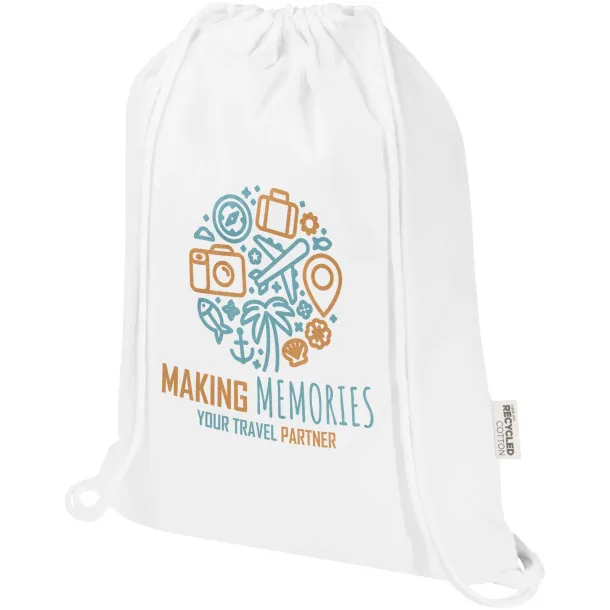 Oregon Blend 140 g/m² GRS recycled drawstring bag 5L White