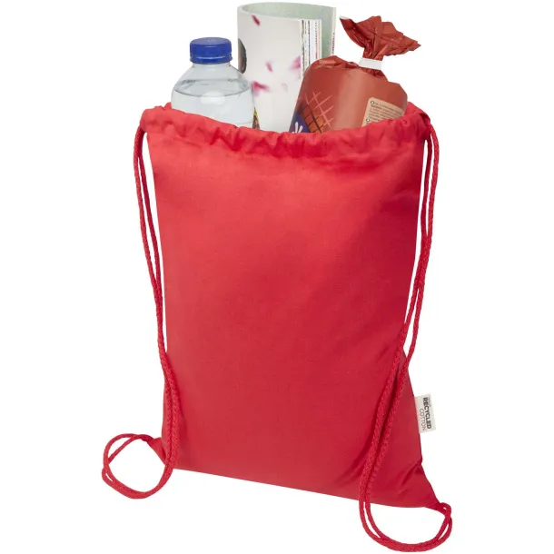 Oregon Blend 140 g/m² GRS recycled drawstring bag 5L Red