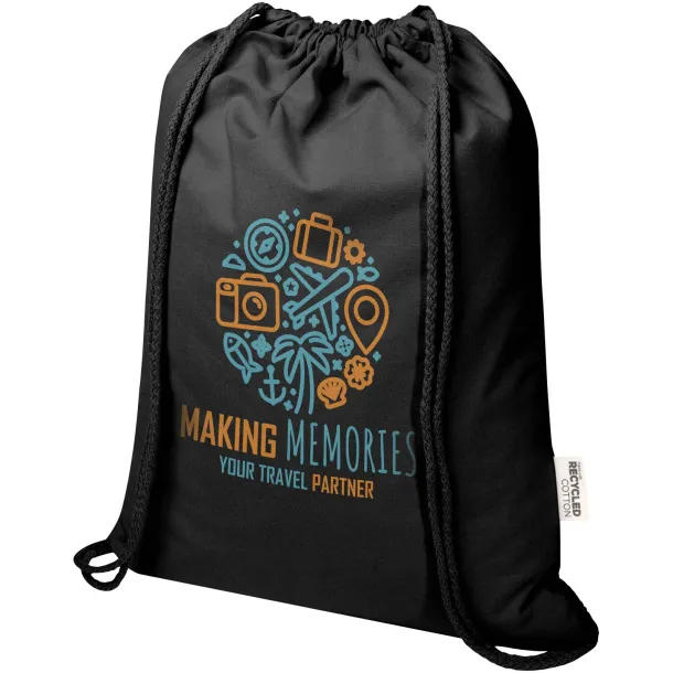 Oregon Blend 140 g/m² GRS recycled drawstring bag 5L Crna