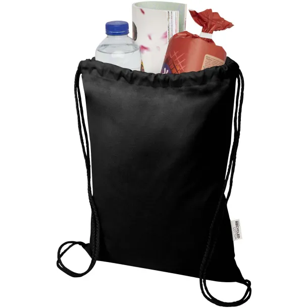 Oregon Blend 140 g/m² GRS recycled drawstring bag 5L Black