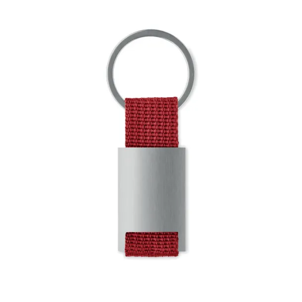 TECH Metal rectangular key ring Red