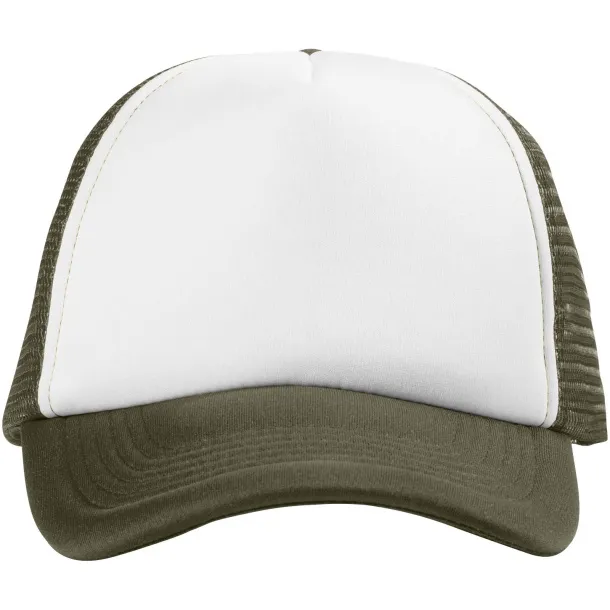 Trucker 5 panel cap - Elevate Essentials Šumski zelena White
