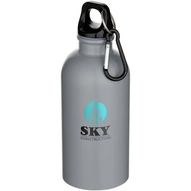 Oregon 400 ml matte RCS recycled single wall stainless steel water bottle with carabiner Grey