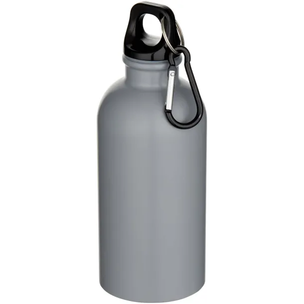 Oregon 400 ml matte RCS recycled single wall stainless steel water bottle with carabiner Grey