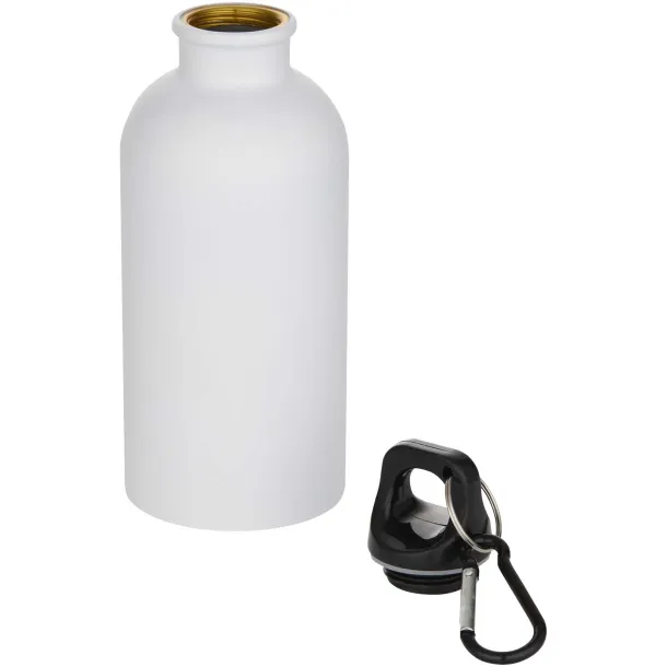 Oregon 400 ml matte RCS recycled single wall stainless steel water bottle with carabiner White