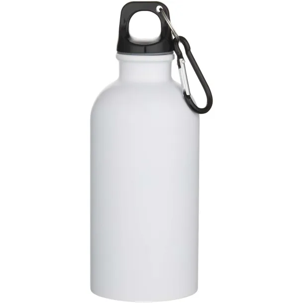 Oregon 400 ml matte RCS recycled single wall stainless steel water bottle with carabiner White