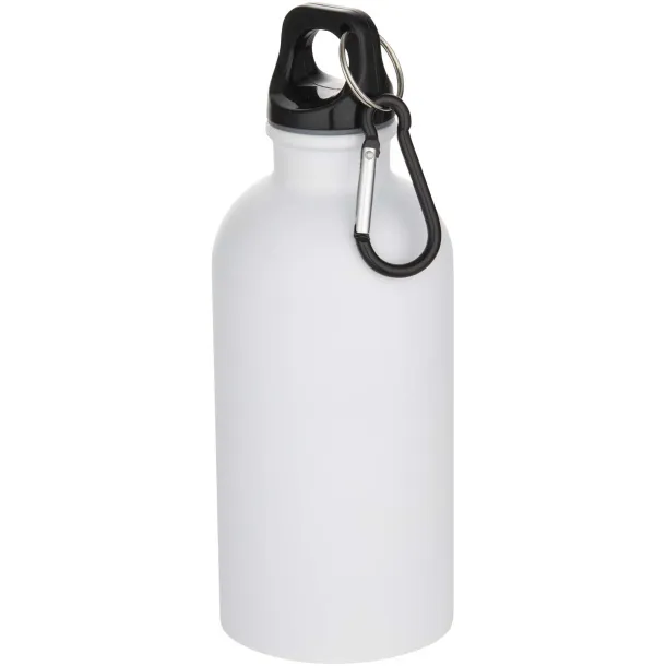 Oregon 400 ml matte RCS recycled single wall stainless steel water bottle with carabiner White