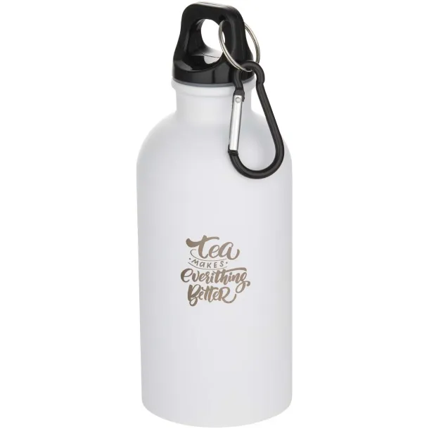 Oregon 400 ml matte RCS recycled single wall stainless steel water bottle with carabiner White