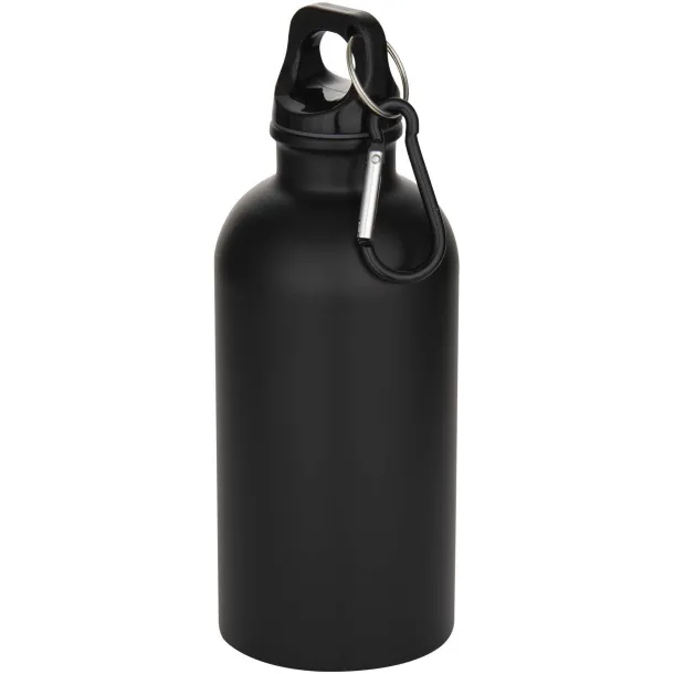 Oregon 400 ml matte RCS recycled single wall stainless steel water bottle with carabiner Solid black
