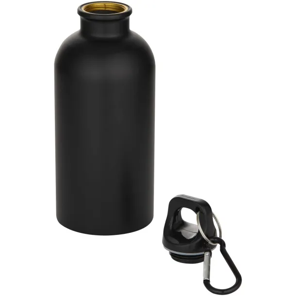 Oregon 400 ml matte RCS recycled single wall stainless steel water bottle with carabiner Solid black