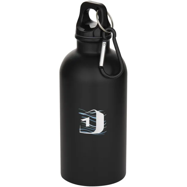 Oregon 400 ml matte RCS recycled single wall stainless steel water bottle with carabiner Solid black