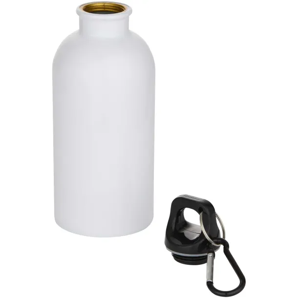 Oregon 400 ml sublimation RCS recycled single wall stainless steel water bottle with carabiner White