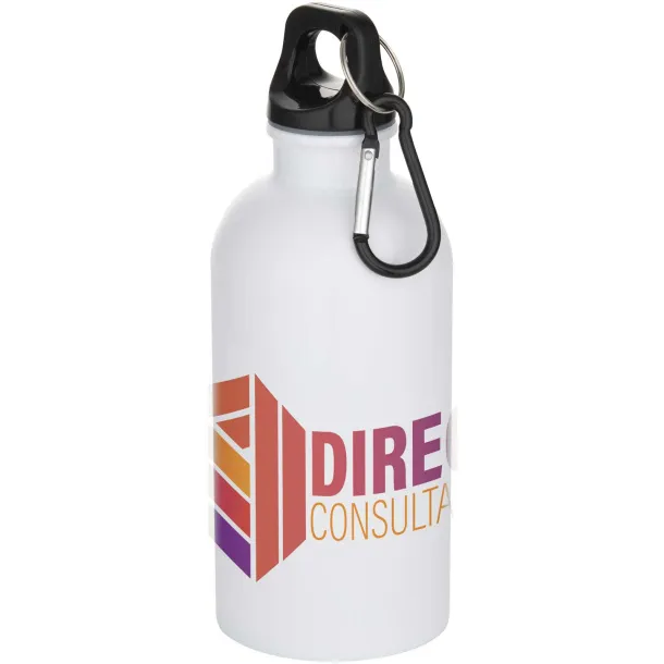 Oregon 400 ml sublimation RCS recycled single wall stainless steel water bottle with carabiner White