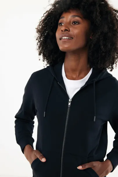  Iqoniq Abisko hoodie sa zatvaračem od recikliranog pamuka, 340 g/m² - iqoniq Crna