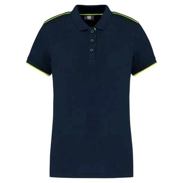  LADIES' SHORT-SLEEVED CONTRASTING DAYTODAY POLO SHIRT - Designed To Work Navy Vino