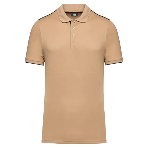  MEN'S SHORT-SLEEVED CONTRASTING DAYTODAY POLO SHIRT - Designed To Work Camel Crna
