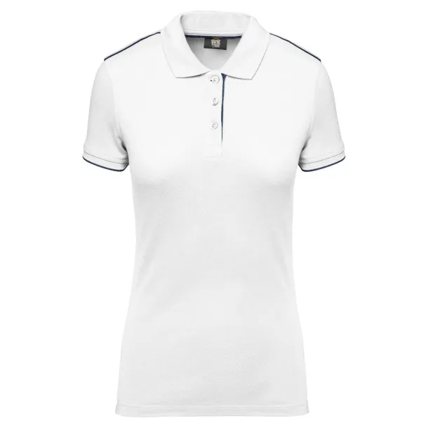  LADIES' SHORT-SLEEVED CONTRASTING DAYTODAY POLO SHIRT - Designed To Work White Navy