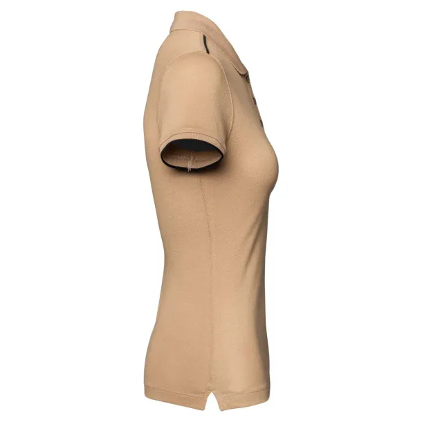  LADIES' SHORT-SLEEVED CONTRASTING DAYTODAY POLO SHIRT - Designed To Work Camel Crna