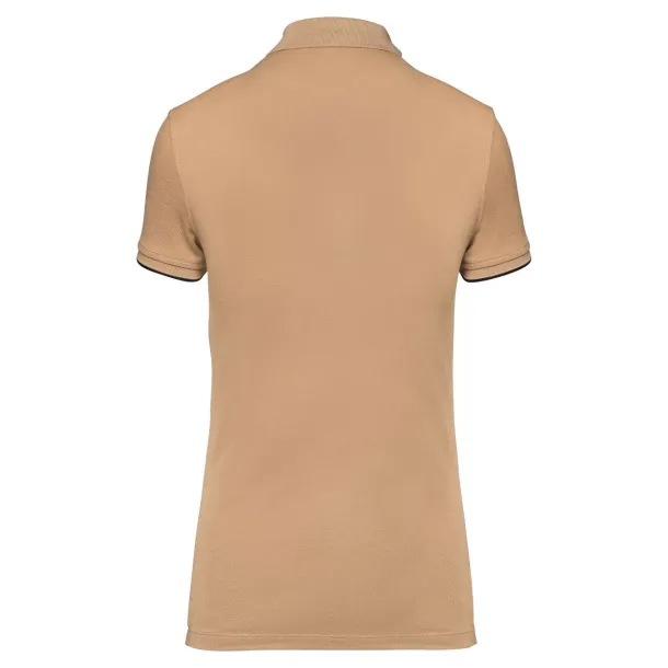  LADIES' SHORT-SLEEVED CONTRASTING DAYTODAY POLO SHIRT - Designed To Work Camel Black