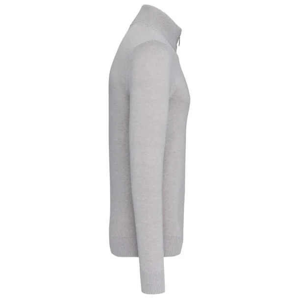  Muški džemper s vratnim patentom, 290 g/m2 - Kariban Grey Melange
