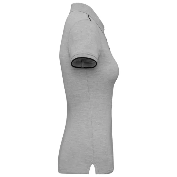  LADIES' SHORT-SLEEVED CONTRASTING DAYTODAY POLO SHIRT - Designed To Work Oxford Grey Black