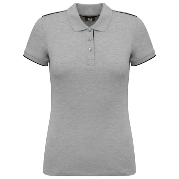  LADIES' SHORT-SLEEVED CONTRASTING DAYTODAY POLO SHIRT - Designed To Work Oxford Grey Black