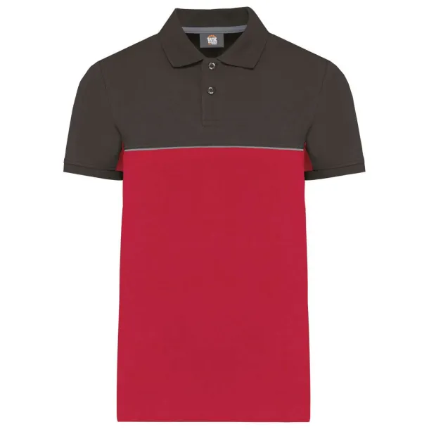  Unisex eco-friendly dvobojna polo majica kratkih rukava - Designed To Work Red Dark Grey