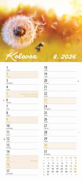 "CVJETNI PLANER" 13 list., dim: 22x55cm,  PVC vrećica, P/50, color kalendar Color