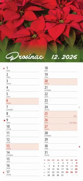  "CVJETNI PLANER" 13 list., dim: 22x55cm,  PVC vrećica, P/50, color kalendar Color