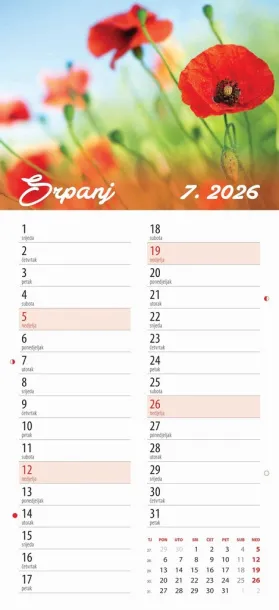  "CVJETNI PLANER" 13 list., dim: 22x55cm,  PVC vrećica, P/50, color kalendar Color