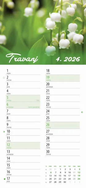  "CVJETNI PLANER" 13 list., dim: 22x55cm,  PVC vrećica, P/50, color kalendar Color