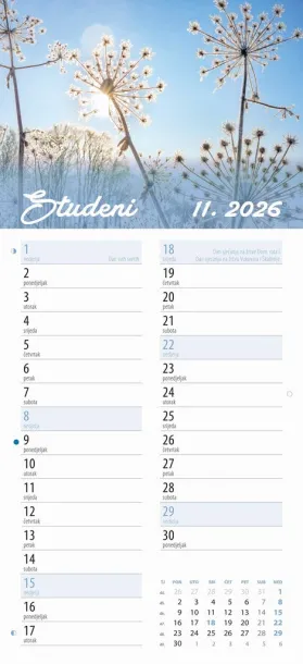  "CVJETNI PLANER" 13 list., dim: 22x55cm,  PVC vrećica, P/50, color kalendar Color