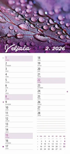  "CVJETNI PLANER" 13 list., dim: 22x55cm,  PVC vrećica, P/50, color kalendar Color