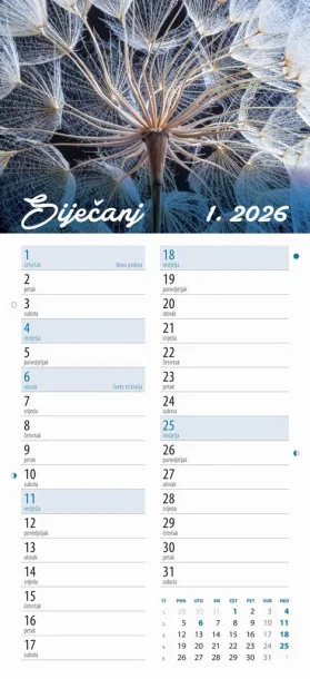  "CVJETNI PLANER" 13 sheets, format: 22x55cm,  PVC bag, P/50, color calendar Color