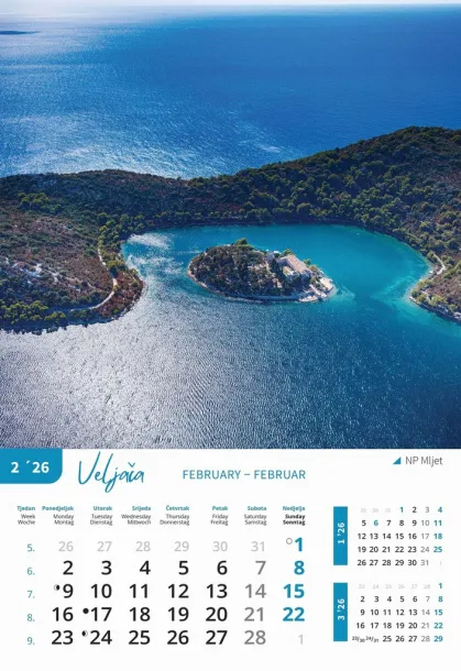  "NACIONALNI PARKOVI HRVATSKE" color kalendar Color