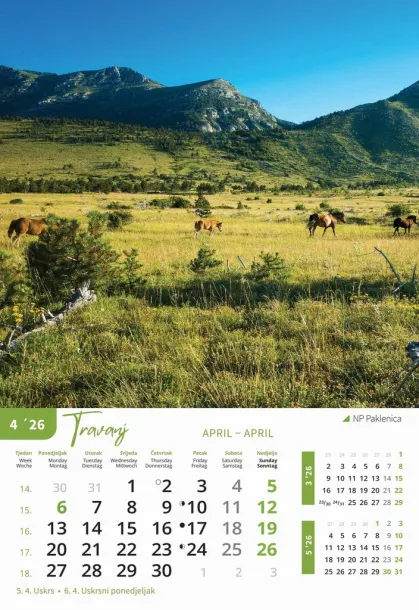  "NACIONALNI PARKOVI HRVATSKE" color kalendar Color
