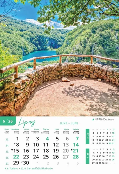  "NACIONALNI PARKOVI HRVATSKE" color kalendar Color