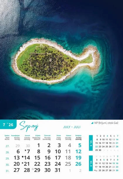  "NACIONALNI PARKOVI HRVATSKE" color kalendar Color