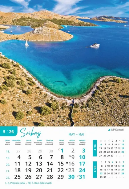  "NACIONALNI PARKOVI HRVATSKE" color kalendar Color