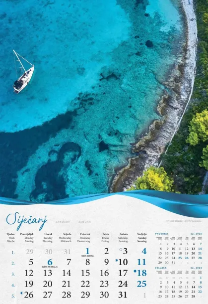  "BISERNA DALMACIJA" color calendar Color