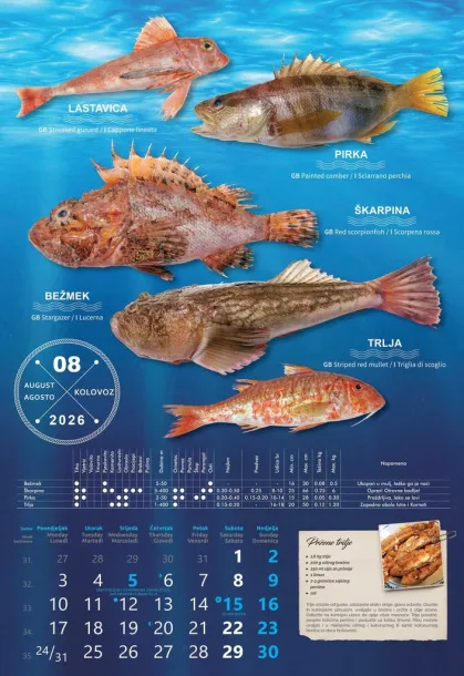  "S RIBARNICE" color calendar Color
