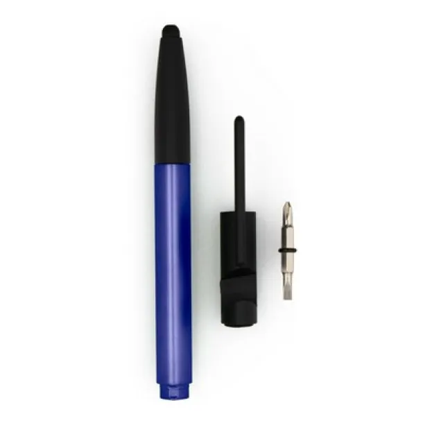  Multifunctional tool, ball pen, screen cleaner, ruler, phone stand, touch pen, screwdrivers navy blue
